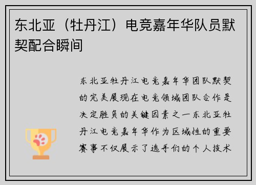 东北亚（牡丹江）电竞嘉年华队员默契配合瞬间