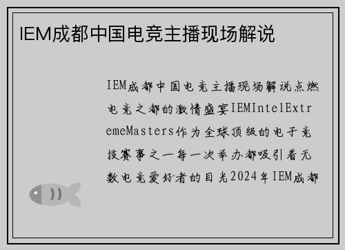 IEM成都中国电竞主播现场解说